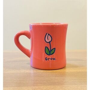 LIFE‎ IS GOOD Grow Mug  Flower Pot Diner Style Mug Pink Tulip
